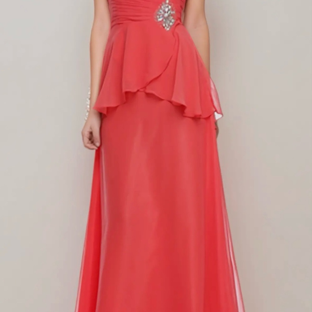 Pink Embellished Peplum Maxi Dress Sweetheart Neckline
